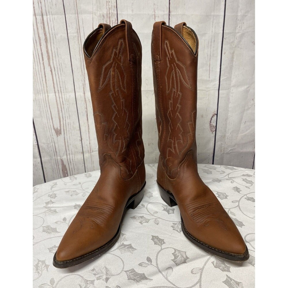Marlboro by Dan Post Men’s Brown Leather Western Cowboy Boots Size 7.5 – P2552